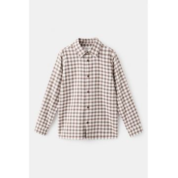 Camasa regular fit cu imprimeu in carouri - Alb/Maro inchis