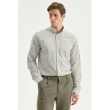 Camasa regular fit cu model in dungi - Alb/Gri deschis