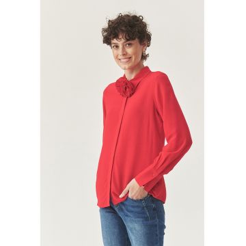 Camasa regular-fit cu model uni - Coral