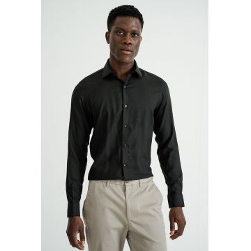 Camasa regular-fit cu model uni - Negru stins