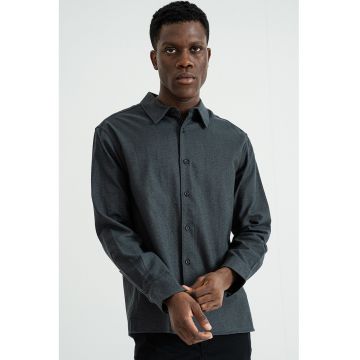 Camasa regular fit de bumbac cu logo brodat - Gri antracit