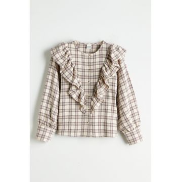 Camasa regular fit in carouri - Rosu stins/Bej deschis