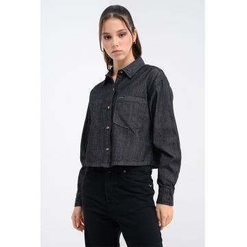 Camasa relaxed fit de denim cu buzunare - Gri antracit