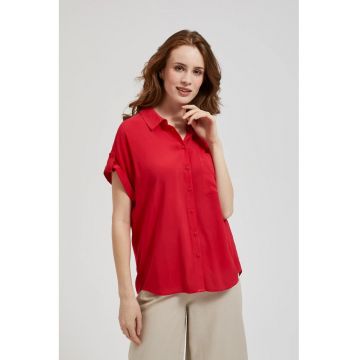 Camasa rosie cu buzunar si guler - Rosu