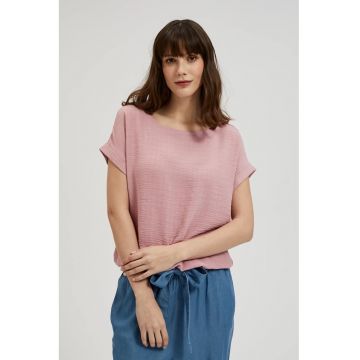 Camasa roz cu maneci scurte rasucite - Roz
