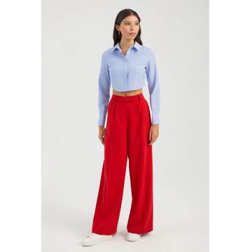 Camasa scurta dama -  textil - cu dungi - albastru