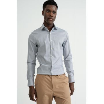 Camasa slim fit cu mansete cu nasturi - Alb/Negru