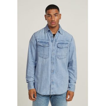 Camasa slim fit din chambray - Albastru pastel