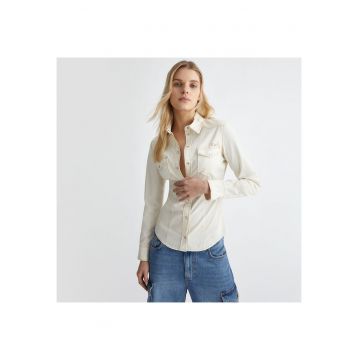 Camasa slim fit din denim - Alb