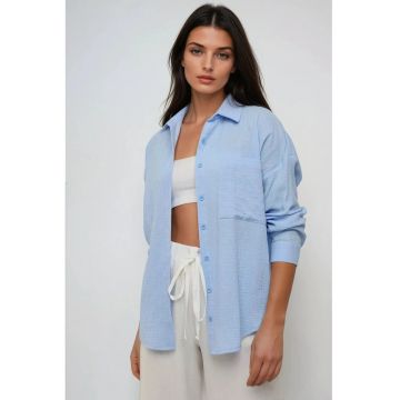 Camasa supradimensionata dama -  bumbac - albastru