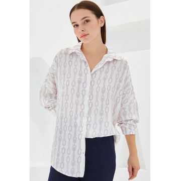 Camasa supradimensionata din satin  poliester - cu inchidere cu nasturi Camasa supradimensionata din satin  poliester - cu inchidere cu nasturi