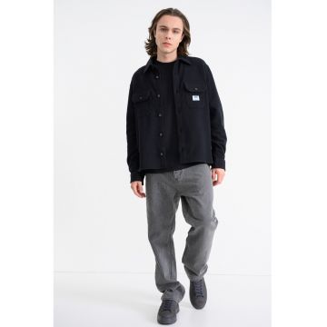 Camasa texturata cu buzunare pe piept Ekynone - Negru