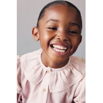 Camasa texturata cu maneci bufante - Roz pastel