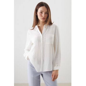 Camasa uni cu buzunar pe piept - Alb