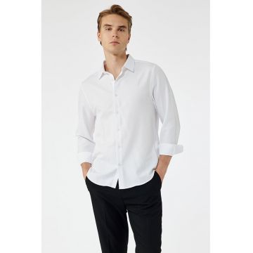 Camasa uni cu guler clasic - Alb optic