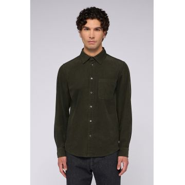 Camasa uni de bumbac - Kaki inchis