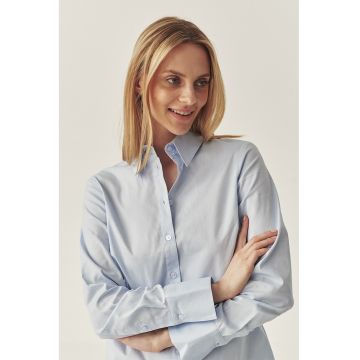 Camasa uni din amestec de bumbac - Albastru azur