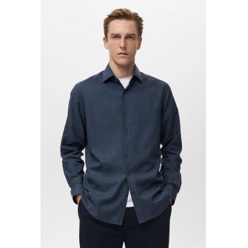 Camasa uni din bumbac - Bleumarin