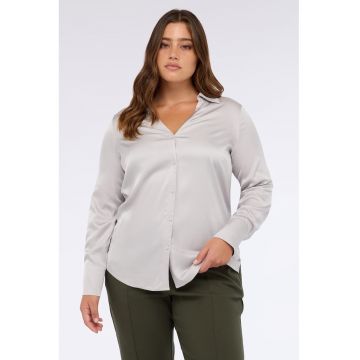 Camasa uni din satin - Gri deschis