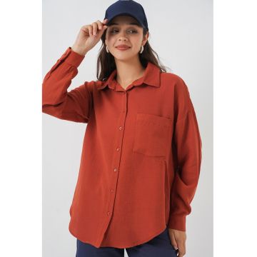 Camasi dama HiCCUP supradimensionate caramiziu - Rosu inchis