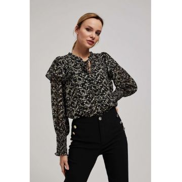 neagră maneci lungi decolteu în V - mărime - Negru