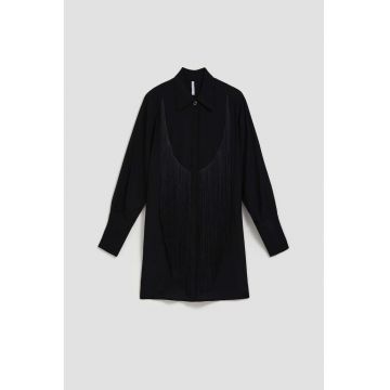 oversized cu franjuri - Negru