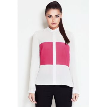 Camasa A106 pentru dama  Poliester - Alb/Roz