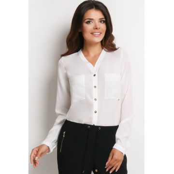 Camasa A126 pentru dama  Poliester - Cu nasturi - Alb