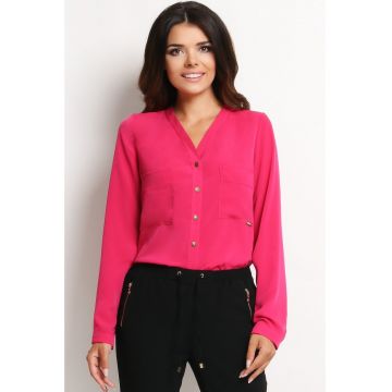 Camasa A126 pentru dama  Poliester - Cu nasturi - Roz