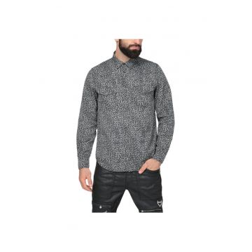 Camasa barbati  model animal - gri - 100% lyocell - maneca lunga - inchidere cu capse