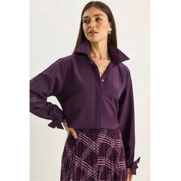 Camasa  bumbac-poliester - croiala relaxata - mov