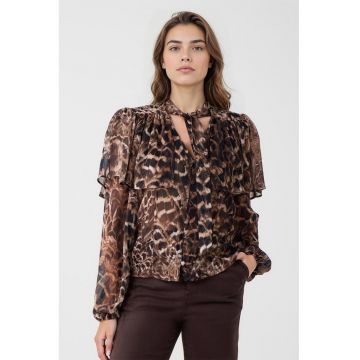 Camasa cu animal print - Maro inchis/Maro deschis