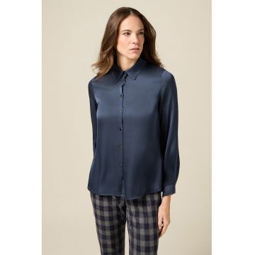 Camasa cu aspect satinat - Albastru inchis
