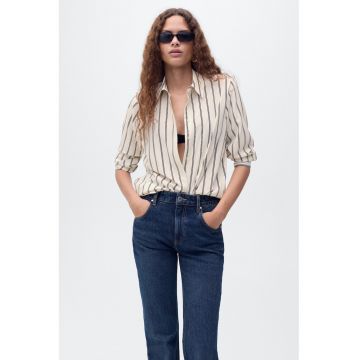 Camasa cu guler clasic - Alb fildes/Negru