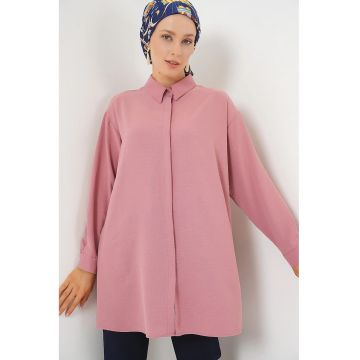 Camasa cu HiCCUP - roz pudrat - textil - Roz pudrat