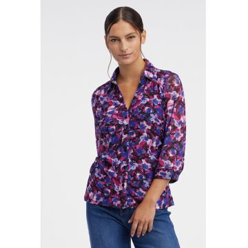 Camasa cu imprimeu si guler clasic - Lila/Albastru