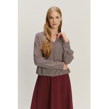 Camasa cu model geometric - Rosu/Negru/Alb murdar