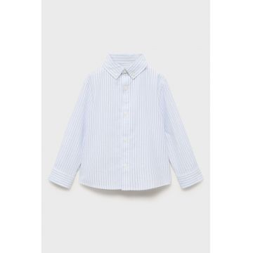 Camasa cu model in dungi si guler cu nasturi - Alb/Albastru