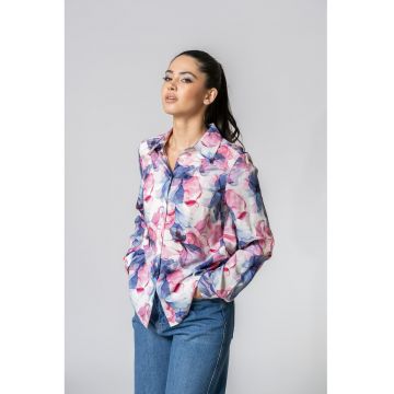 Camasa cu model Judith - Alb/Roz/Albastru