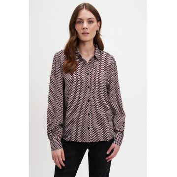 Camasa cu model si guler clasic - Rosu/Alb/Negru