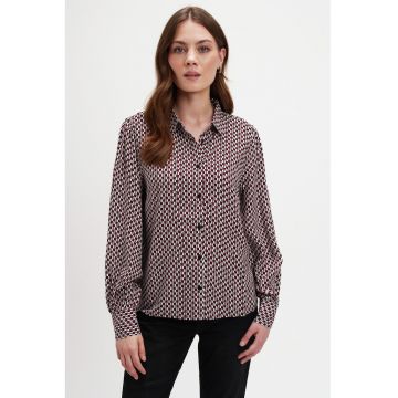 Camasa cu model si guler clasic - Rosu/Negru stins/Alb optic