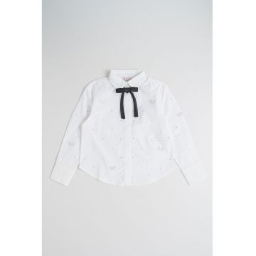 Camasa cu strasuri si funda detasabila - Alb/Argintiu