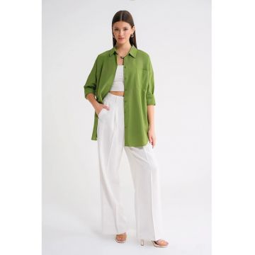Camasa dama -  camasa cu maneca lunga - verde lime - textil -