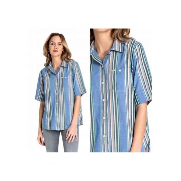 Camasa Dama -  Camasa Cu Maneci Scurte - Croi: Regular Fit - Stil: Drept / Regulamentar - Inchidere: Nasturi - Compozitie Material: 100% Bumbac - S - Albastru - 1 Bucata