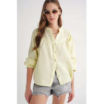 Camasa dama -  camasa din amestec de in - galben chihlimbar - textil