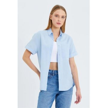 Camasa dama -  camasa poplin Slim Fit - albastru deschis - textil