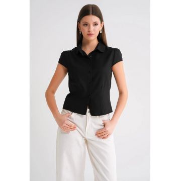 Camasa dama -  camasa Poplin Slim Fit - negru - textil