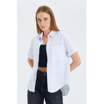 Camasa dama -  camasa Slim Fit Poplin cu buzunar - alb - textil