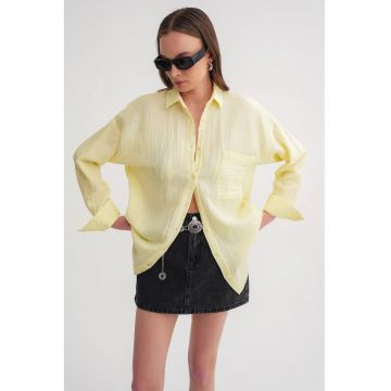 Camasa dama -  camasa supradimensionata - galben chihlimbar - textil