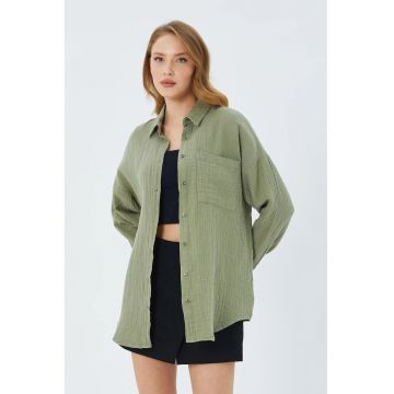 Camasa dama -  camasa supradimensionata - verde salvie - textil